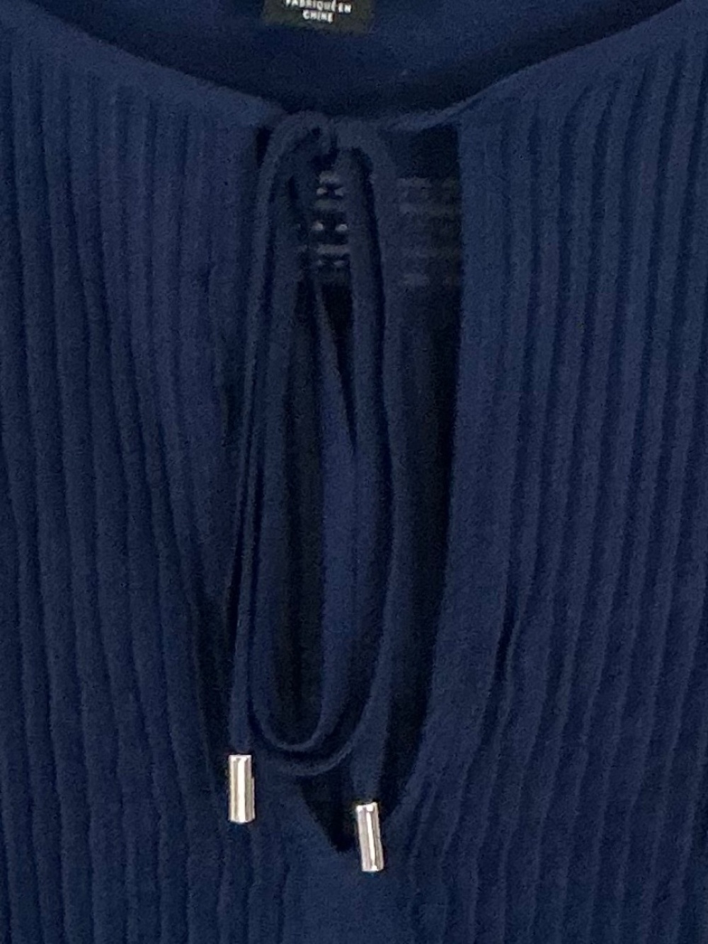 White House Black Market Blouse Navy Blue Size 8 Boho Style Top - Picture 9 of 13